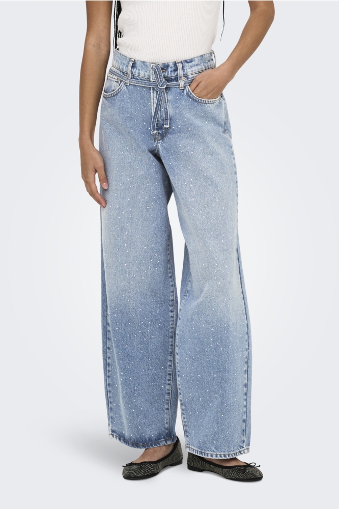 ONLGIANNA RHINEST MW STRAIGHT REA D 15357230 LIGHT BLUE DENIM/RHINESTONE